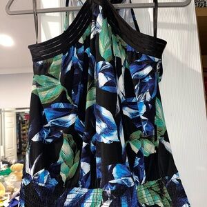 White House Black Market Black and Blue Halter Top